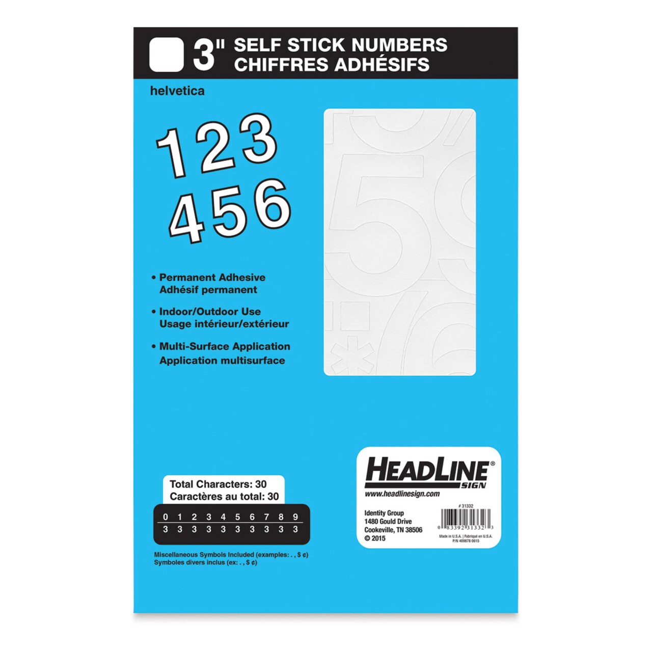 Headline Vinyl Letters and Numbers – 3” Numbers, Helvetica, White